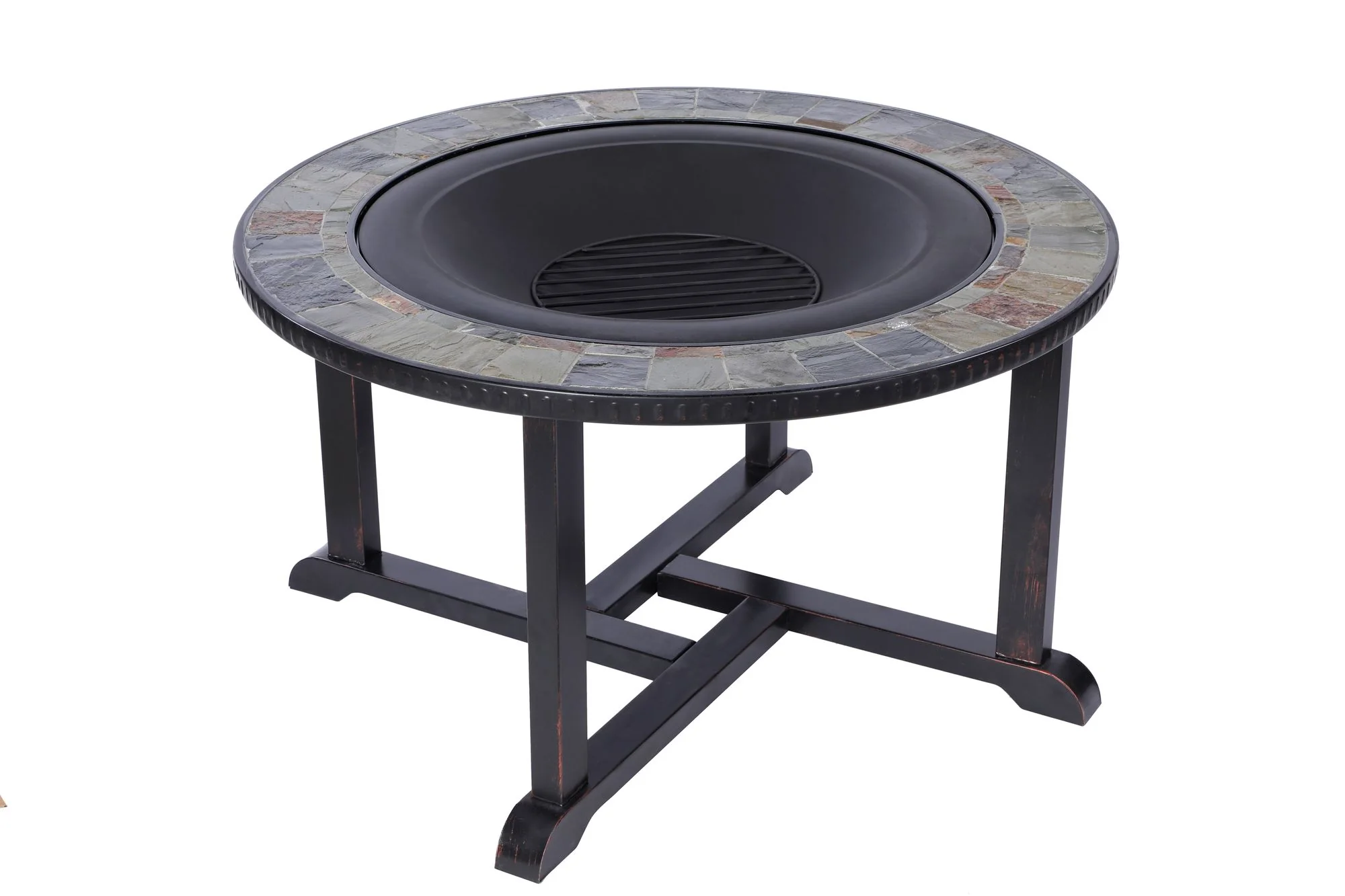 Strend Pro gril a ohnisko 3 v 1 so 4 stoličkami, 1 ks Kovové, 105x75 cm, na uhlie, záhradné