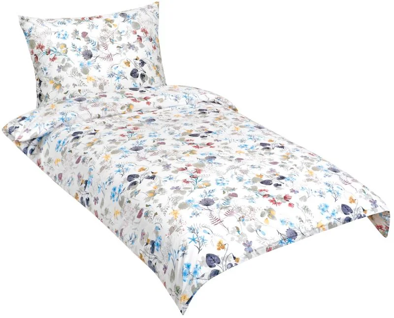 Obliečky bavlna 90/526 modré kvety 140x220, 70x90 1×1 ks, obliečky