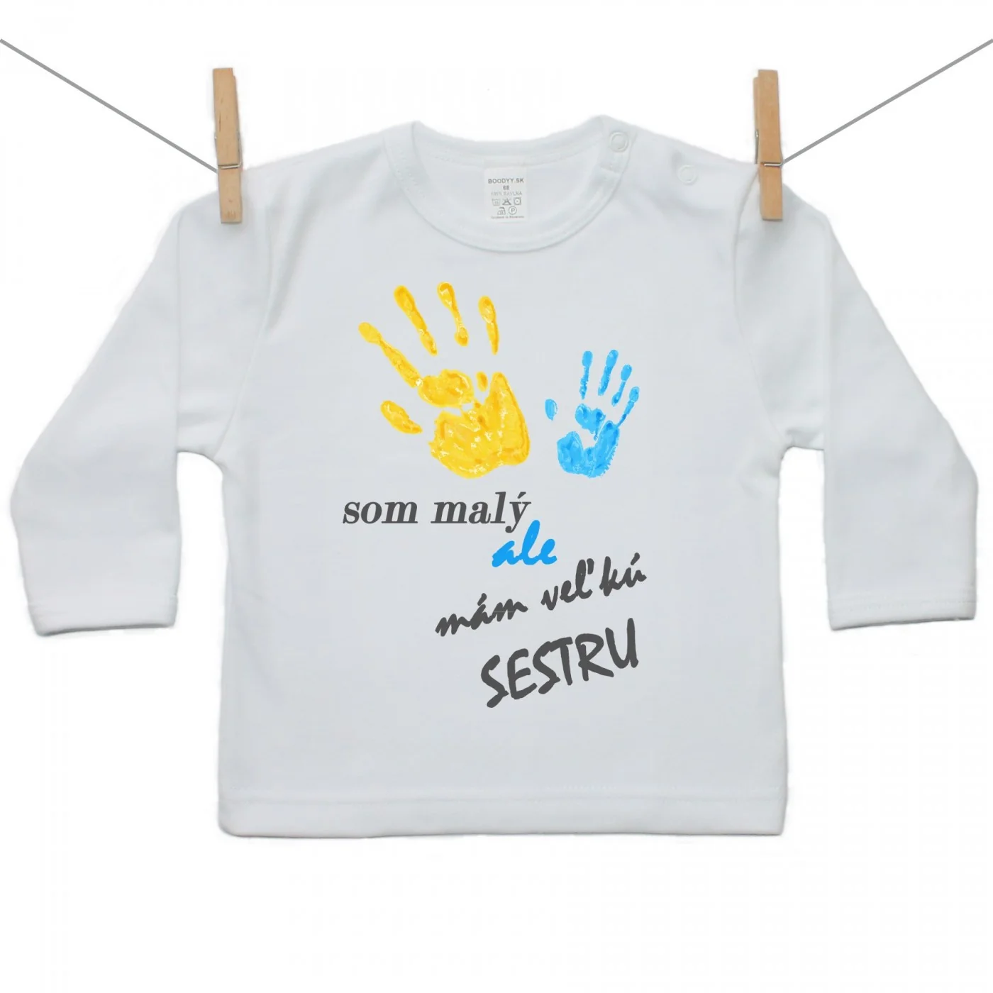 Boodyy Tričko s dlhým rukávom Som malý ale mám veľkú sestru Veľkosť: 128