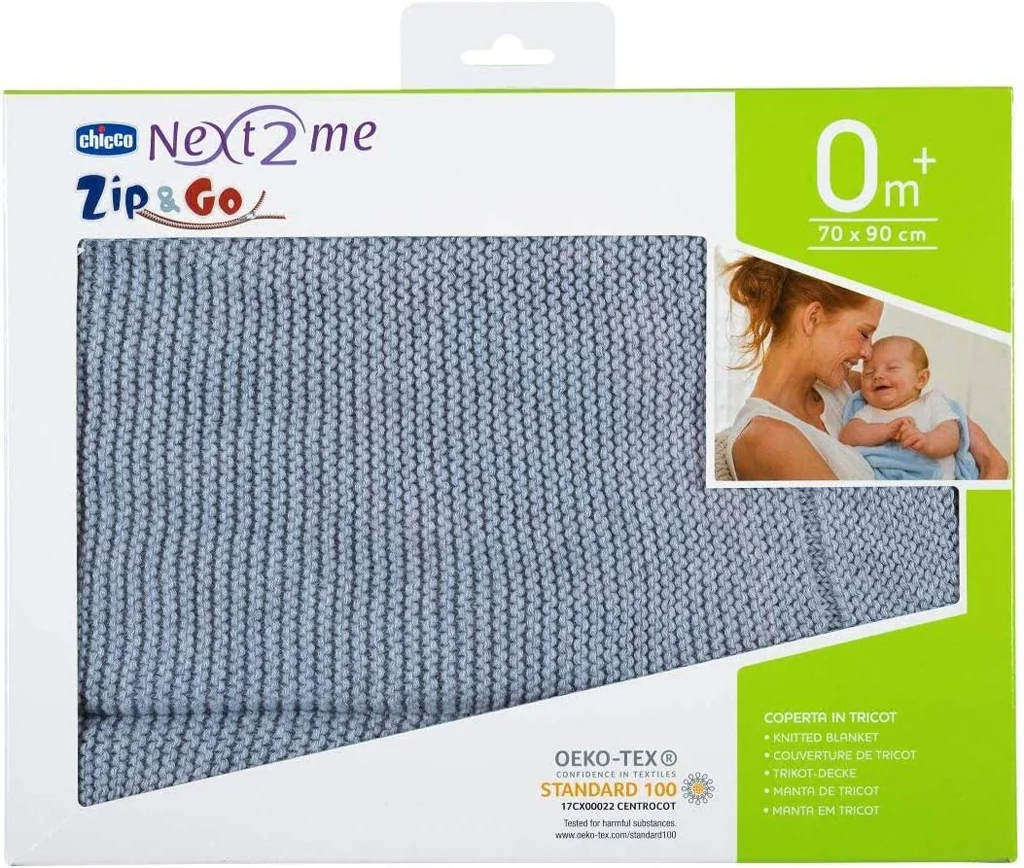 CHICCO Deka pletená Tricot Blanket Light Grey 90x70 cm 1×1 ks