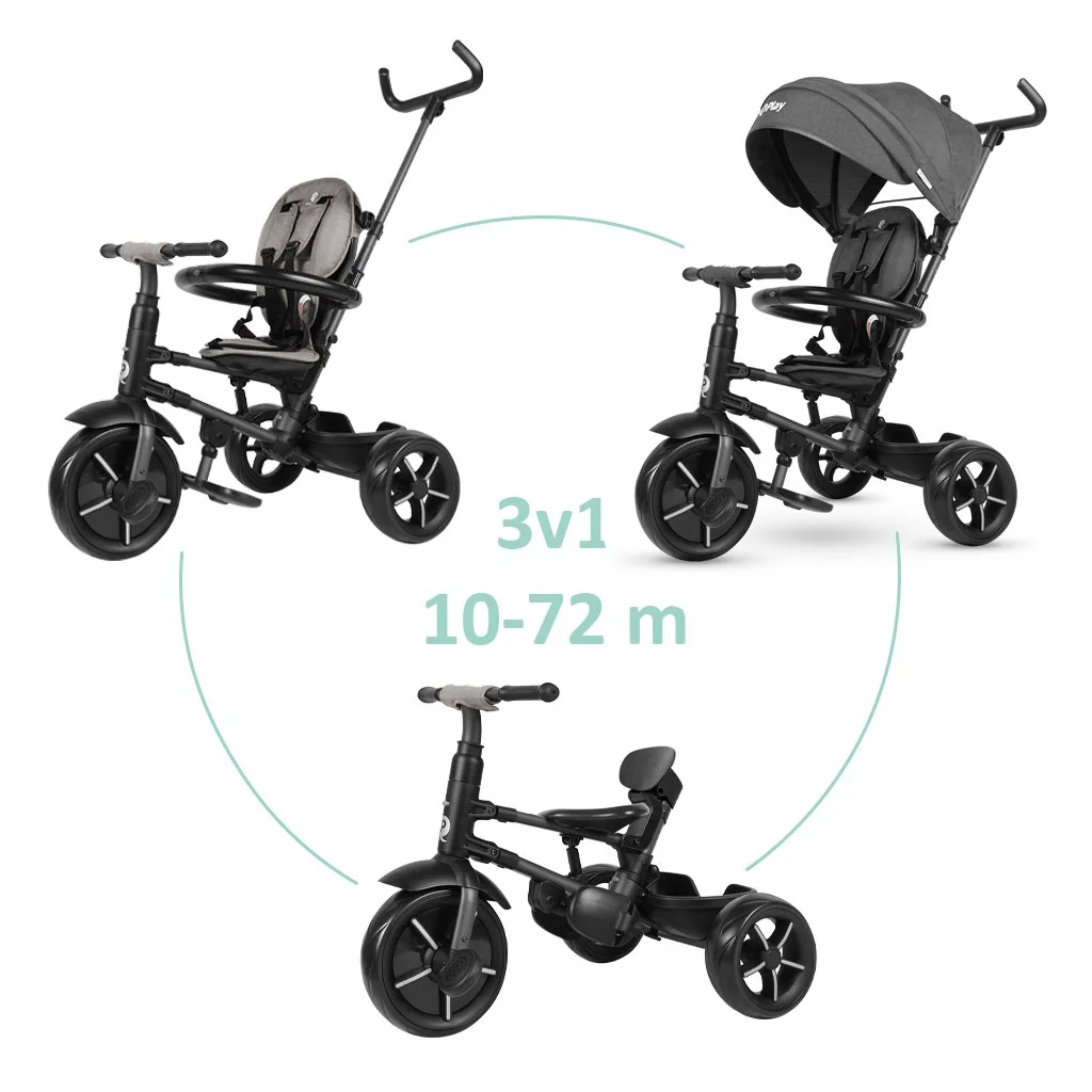 Trojkolka Rito star Black, skladacia, vek 10-72 mesiacov