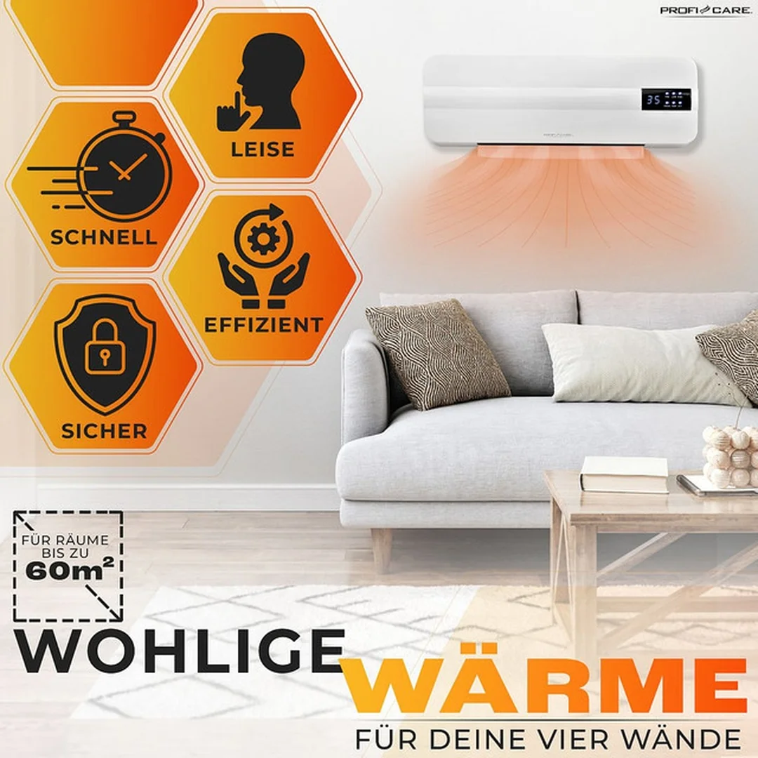 ProfiCare HL 3116 nástenný keramický PTC teplovzdušný ventilátor 2000 W
