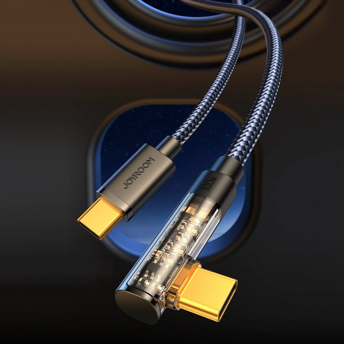 Joyroom Right Angle kábel USB-C / USB-C 100W 1.2m, čierny