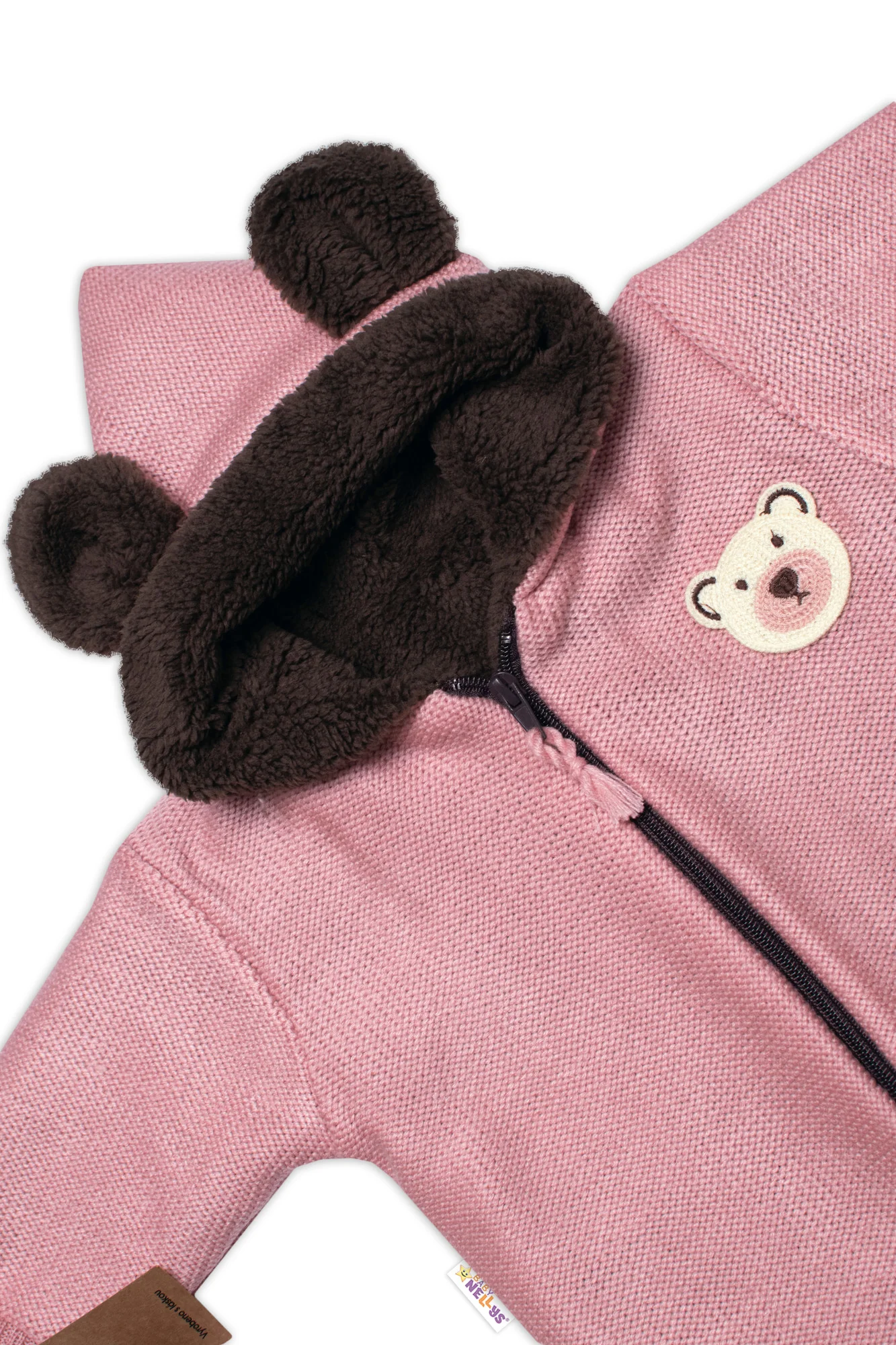 Oteplená pletená kombinéza s rukavičkami Teddy Bear, Baby Nellys, ružová, veľ. 62