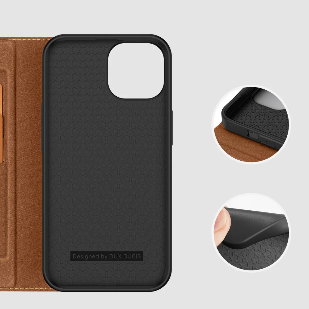 Dux Ducis Skin X2 knižkové kožené puzdro na iPhone 14 Plus, hnedé