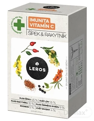 LEROS IMUNITA VITAMÍN C, ŠÍPKA & RAKYTNÍK 20×2 g, bylinný čaj, nálevové vrecúška
