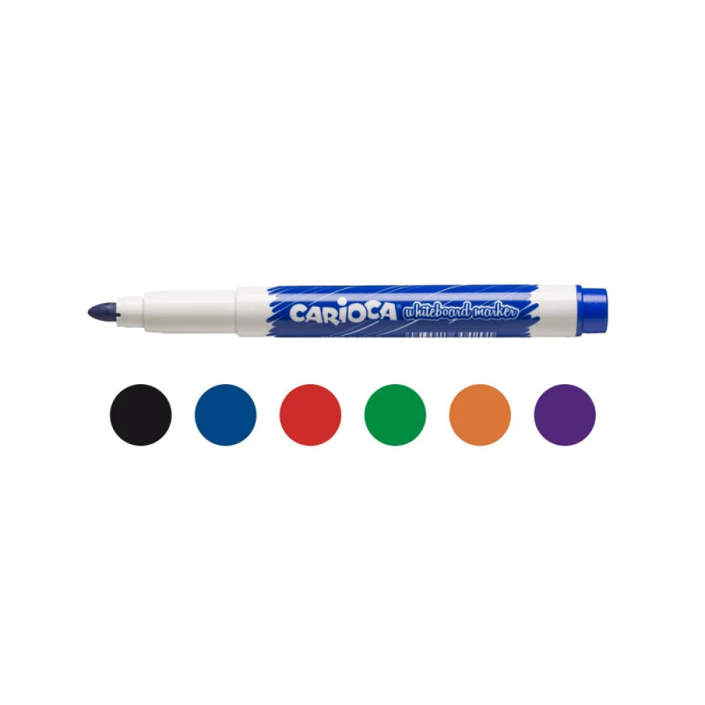 Whiteboard marker-Fixi na biele tabule 6 ks + stierka na tabuľu-CARIOCA