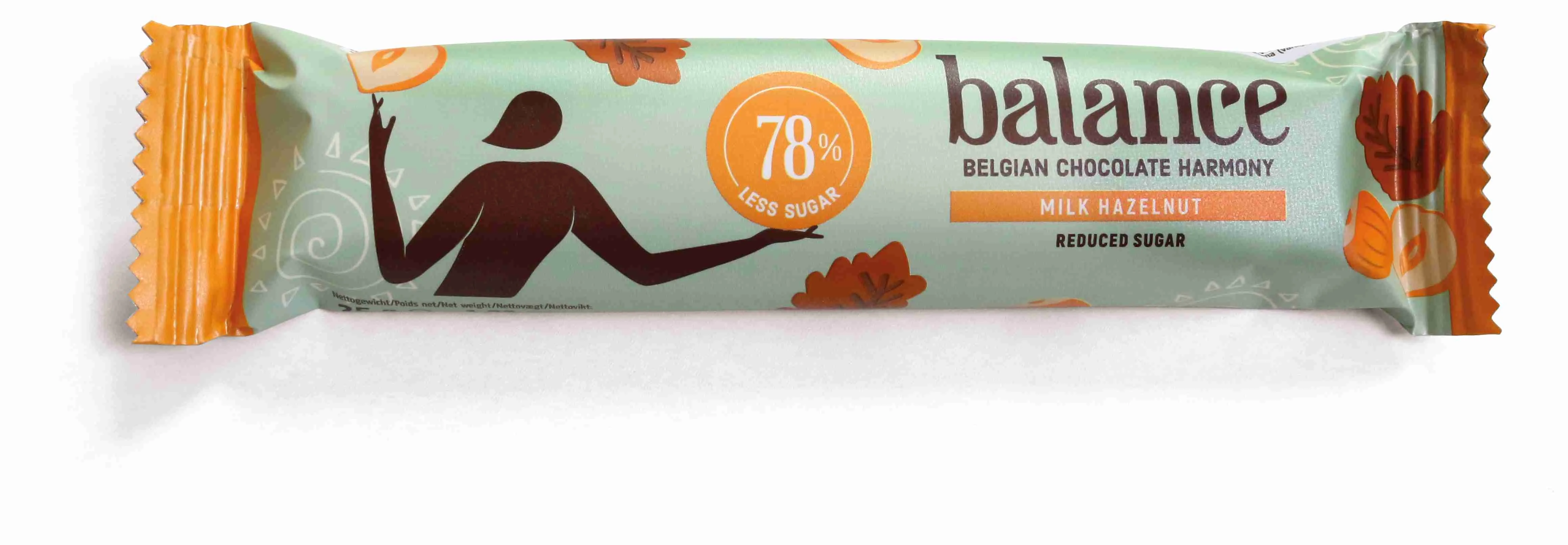 BALANCE MLIEČNA ČOKOLÁDA S LIESKOVÝMI ORIEŠKAMI 1×35g, čokoláda s prírodným sladidlom