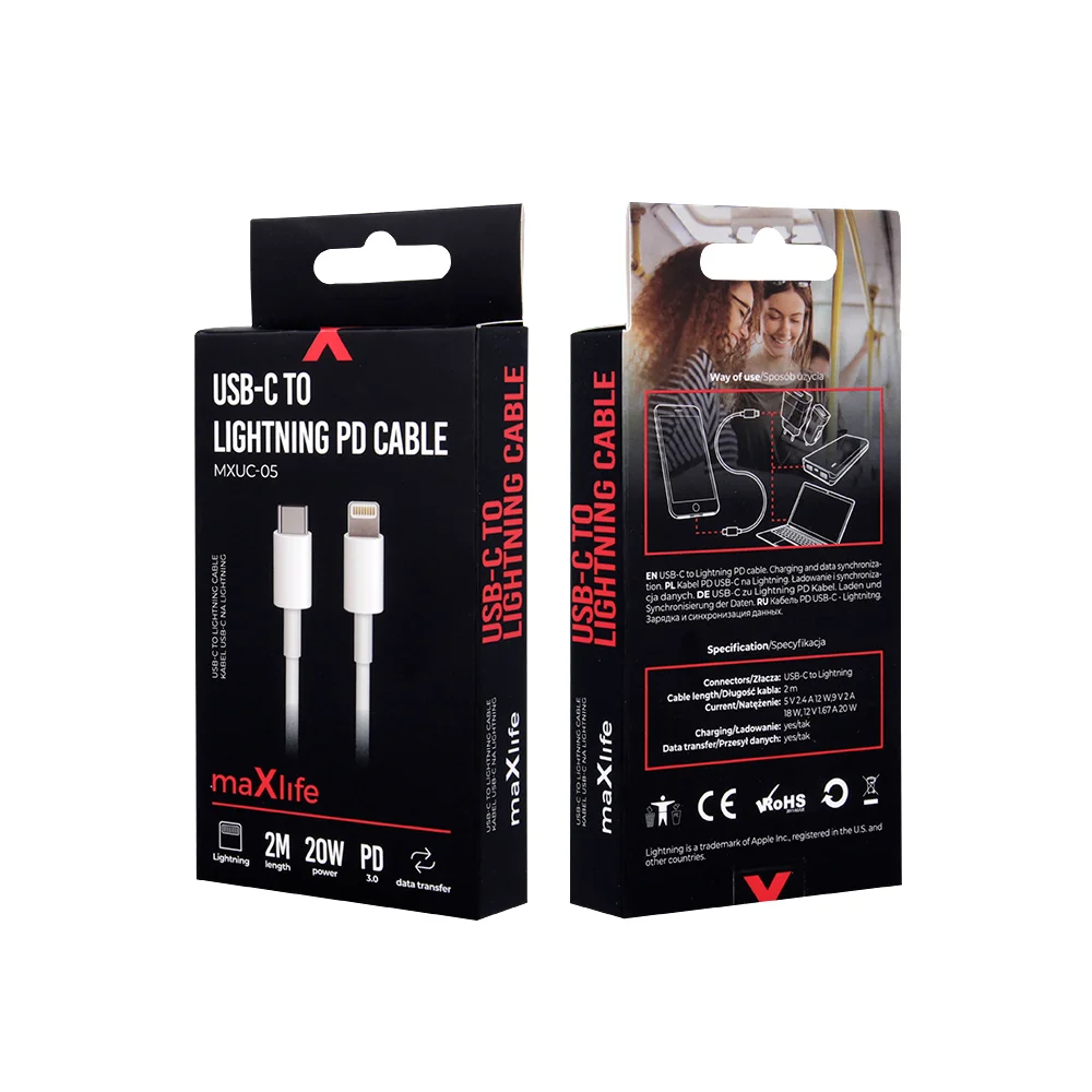 Maxlife MXUC-05 USB-C a lightning kábel 2m OEM0100928 biela