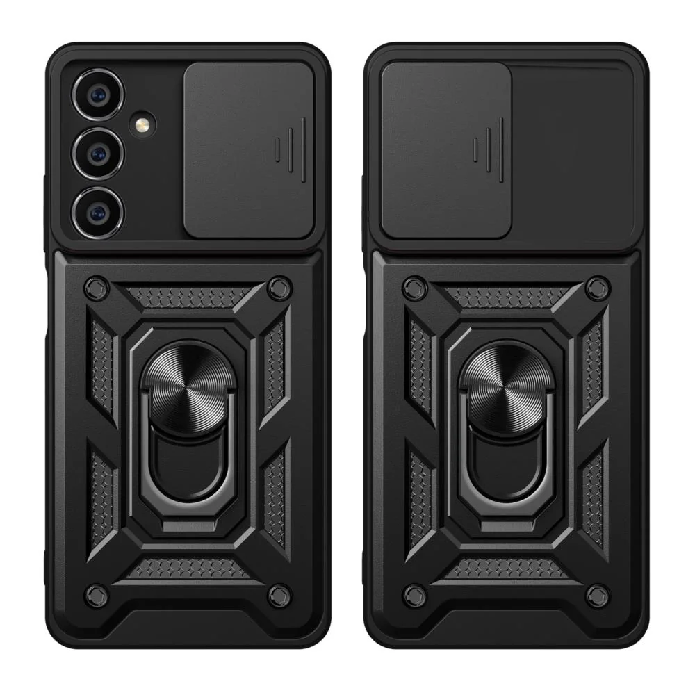 MG Hybrid Armor Camshield kryt na Samsung Galaxy M54, čierny puzdro s krytom fotoaparátu