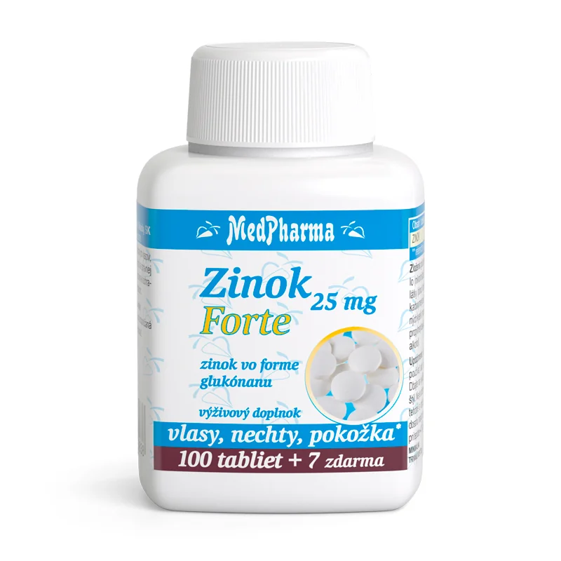 MedPharma ZINOK 25 mg Forte 1×107 tbl, (zinok vo forme glukonátu)