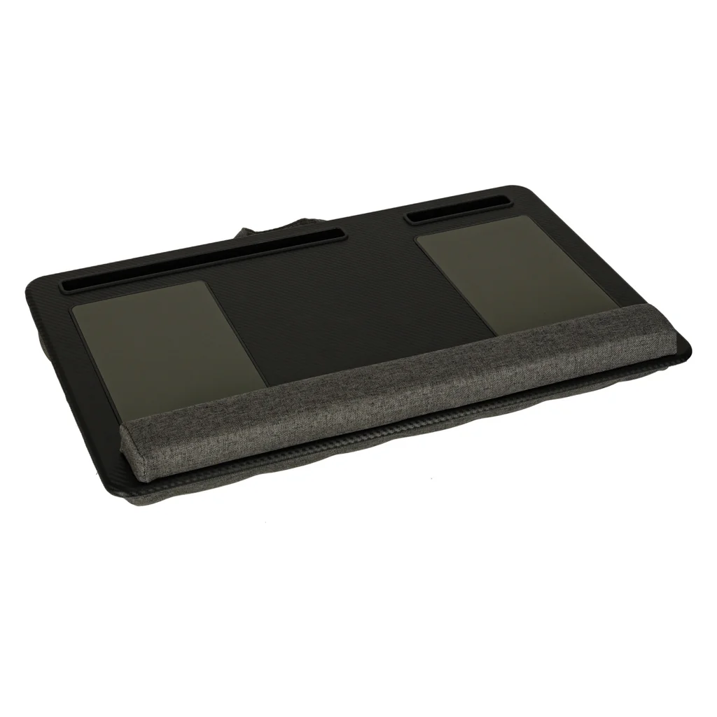 Čierny stolík na notebook s ergonomickým vankúšom – prenosný stojan s opierkou na zápästie