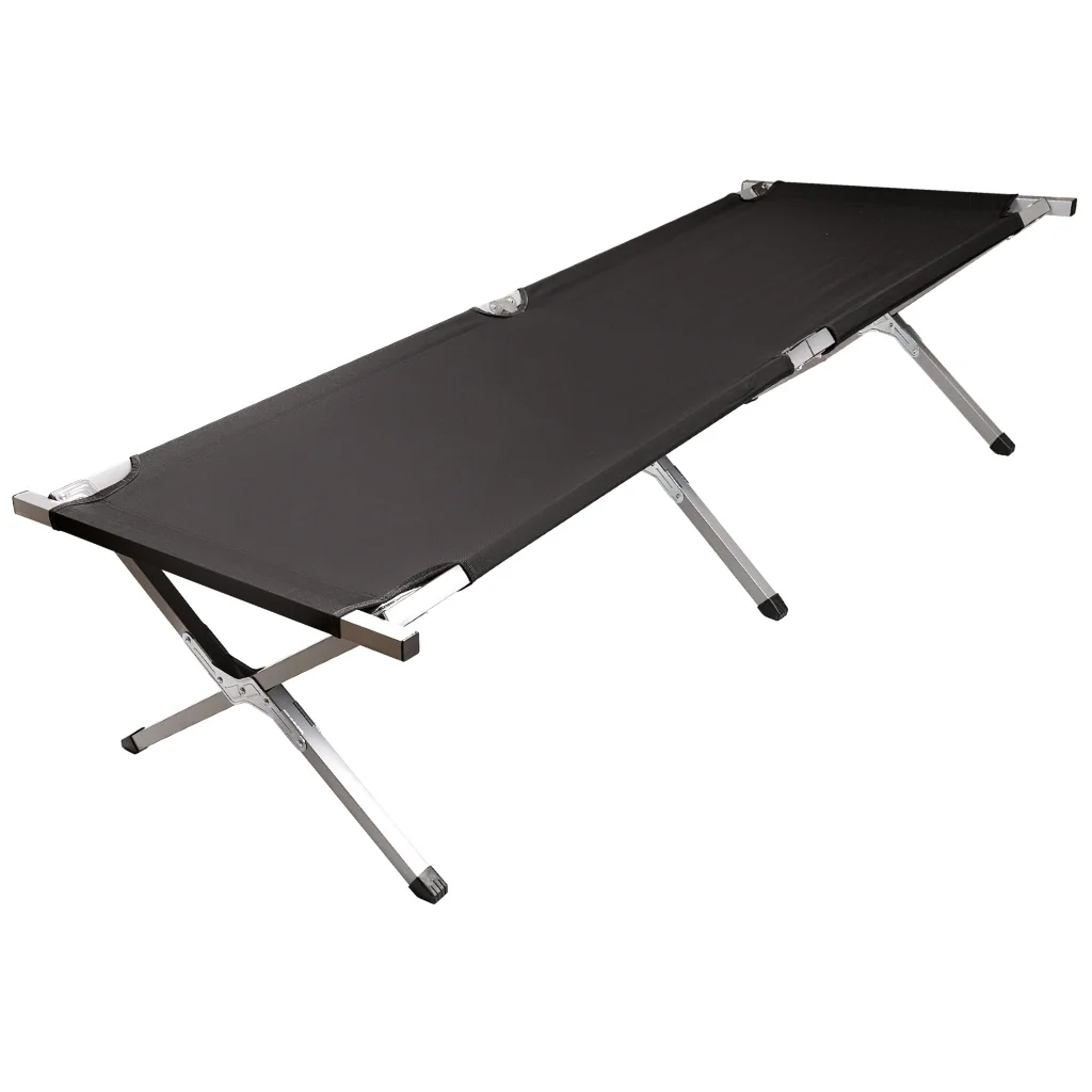 Skladacia kempingová posteľ Canada XXL 190×70 cm – čierna, nosnosť 150 kg