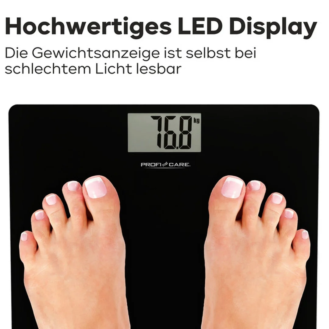 ProfiCare PW 3122 elektronická sklenená osobná váha, čierna