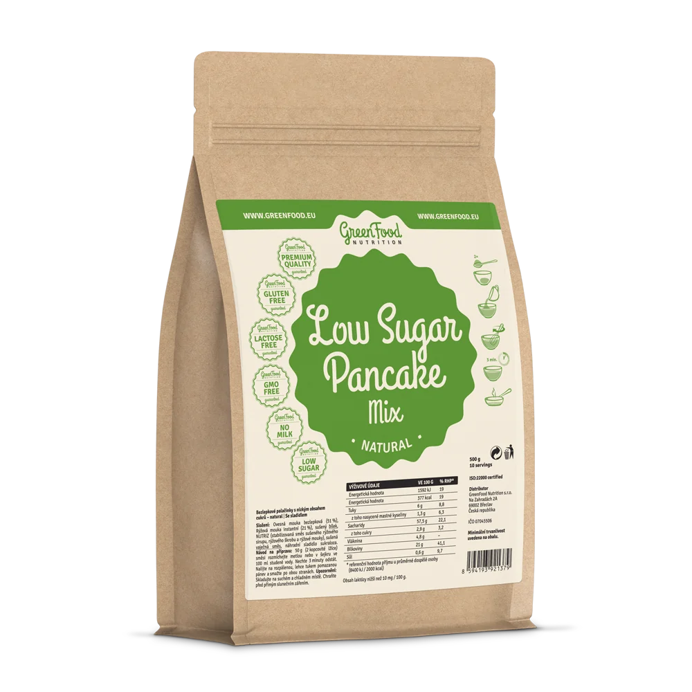 GreenFood Nutrition Low Sugar Pancake Natural 500g 1×500 g, výživový doplnok