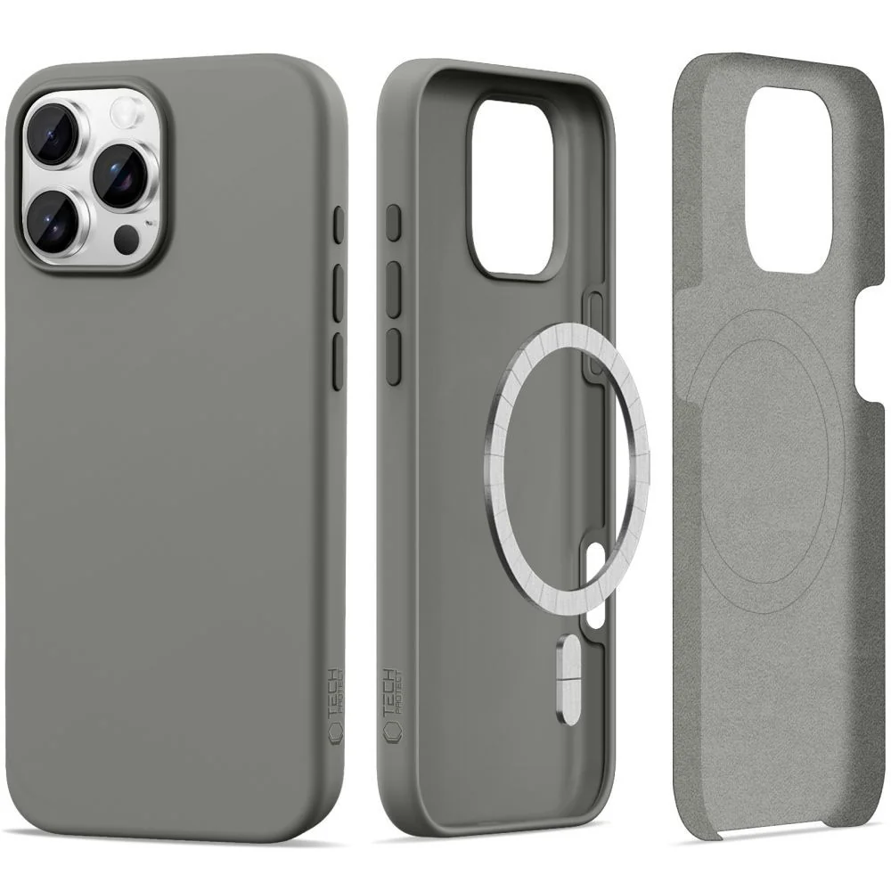 Tech-Protect Silicone MagSafe kryt na iPhone 16 Pro, šedý