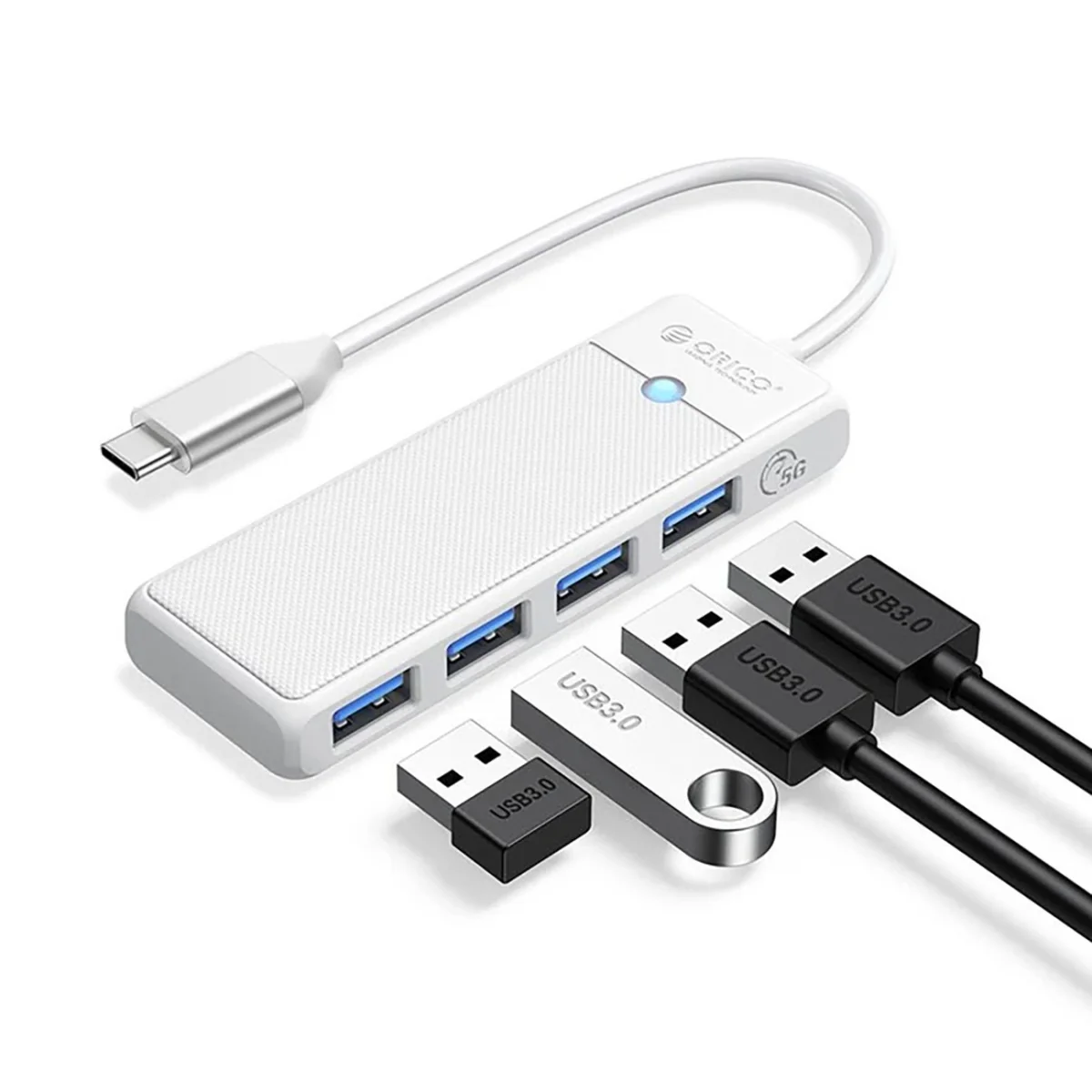 Orico PAPW4A-C3 USB-C HUB adaptér 4x USB 3.0 0.15m, biely