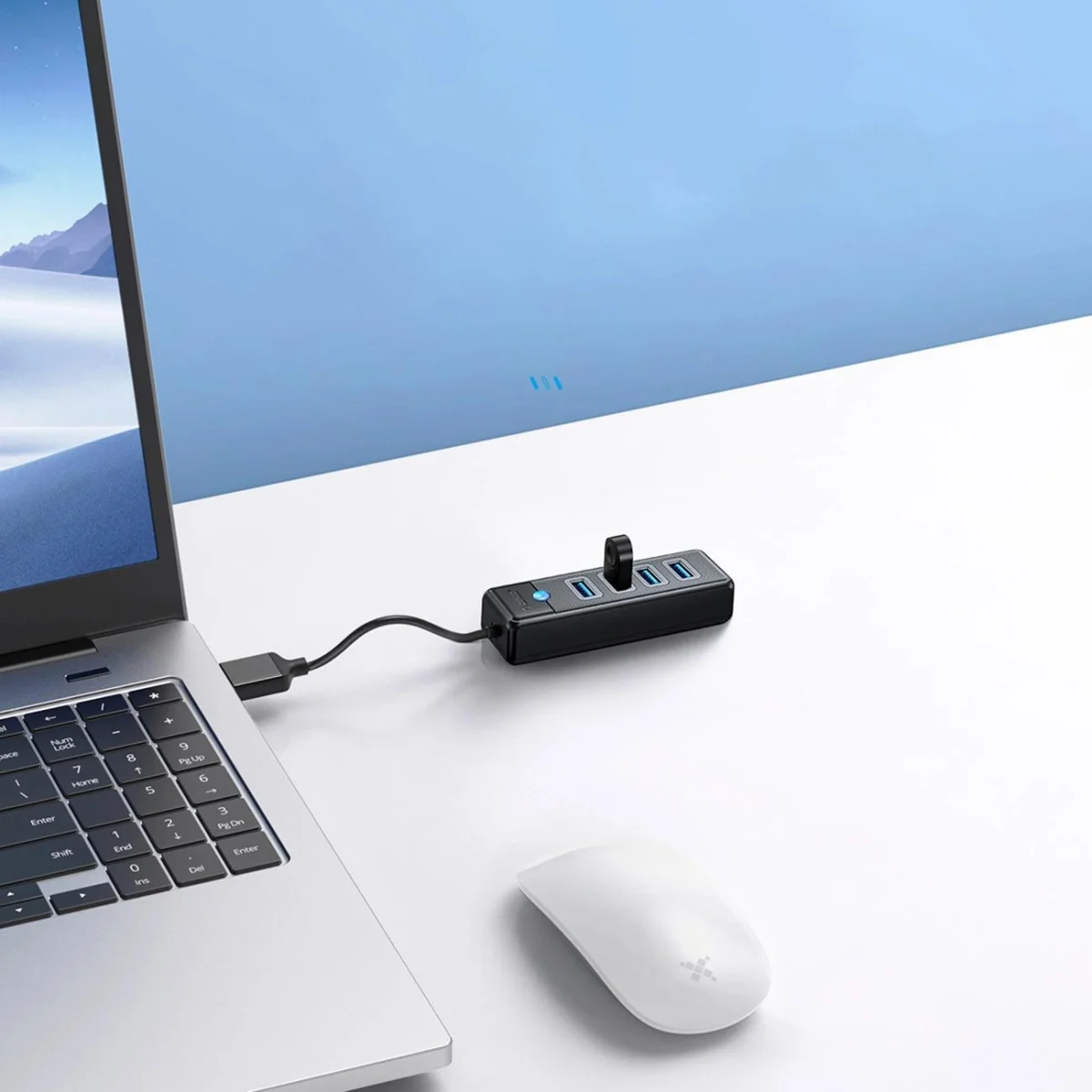 Orico PW4U-U3 HUB adaptér USB - 4x USB 3.0, čierny