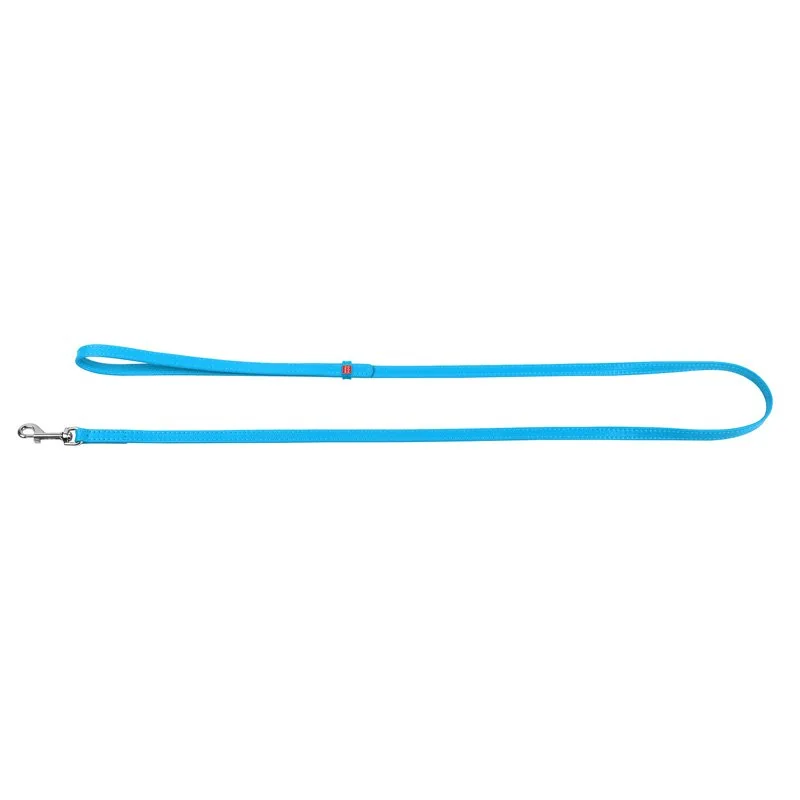 Ploché kožené vodítko modrej farby 122cm, šírka: 18 mm