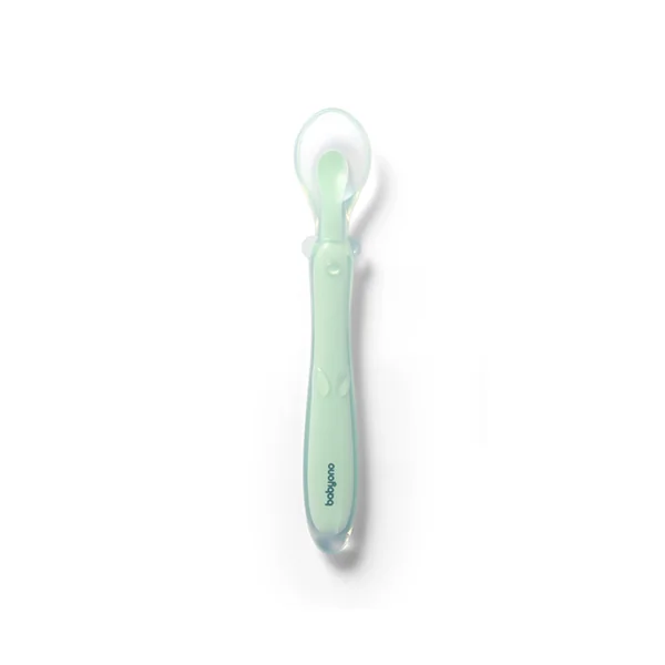 BABYONO Lyžička silikónová - mint 6m+ 1×1 ks, silikónová lyžica