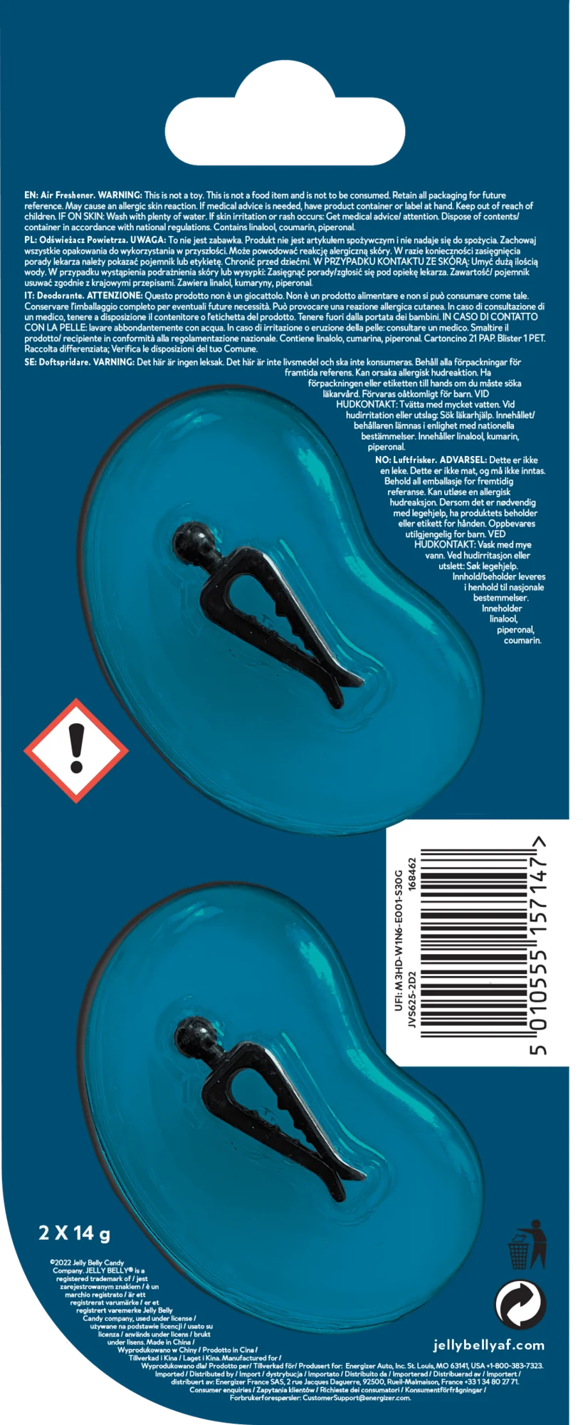 Jelly Belly VENT/CLIP-ON Blueberry osviežovač vzduchu na ventilačnú mriežku, čučoriedka