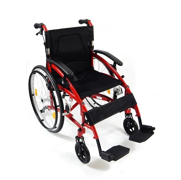 Odľahčený hliníkový invalidný vozík Exclusive Tim Light červená šírka sedadla 46 cm