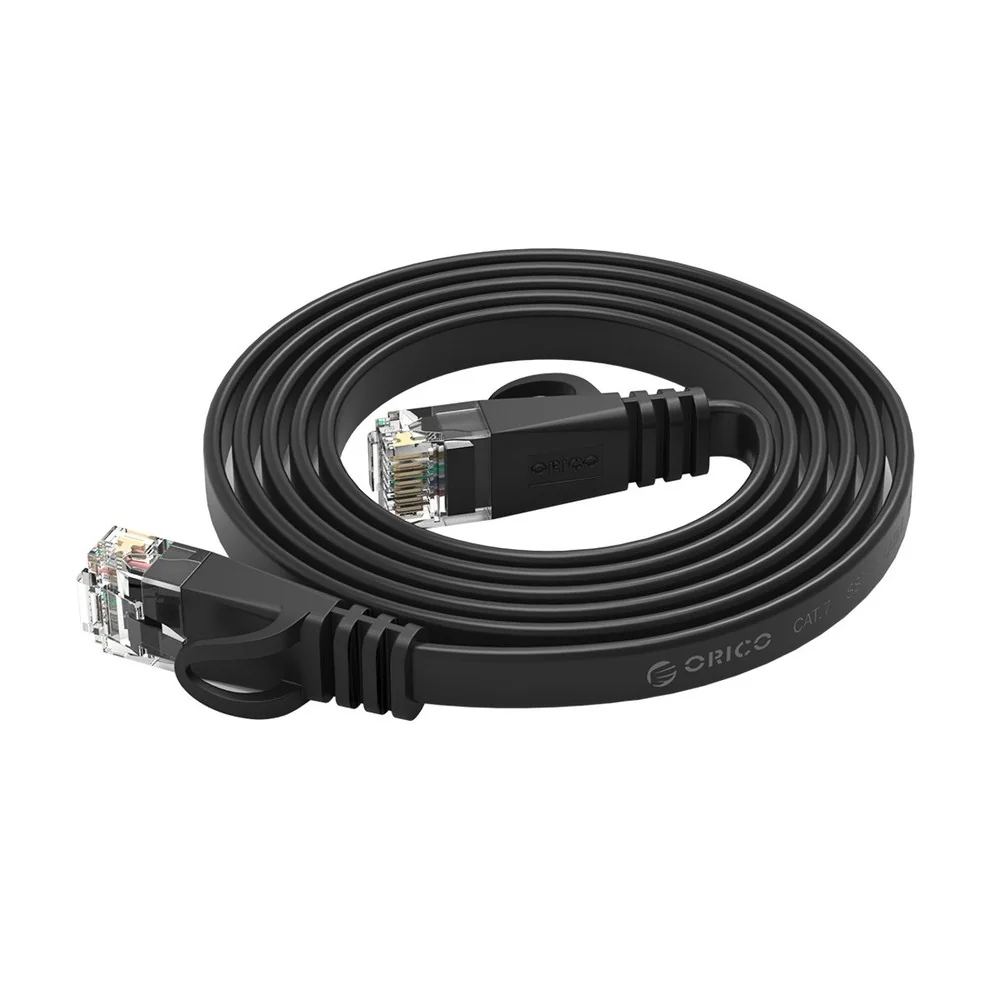 Orico PUG-C6B flat sieťový kábel LAN CAT6 RJ45 10m, čierny