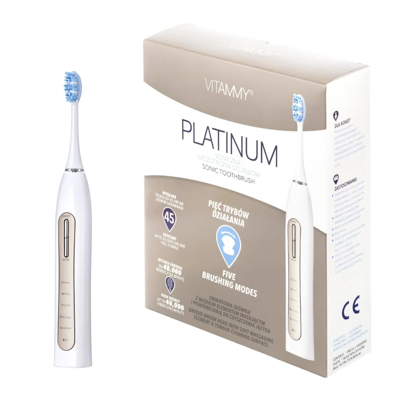 VITAMMY Platinum sonická zubná kefka s 5 režimami, šampanské zlato