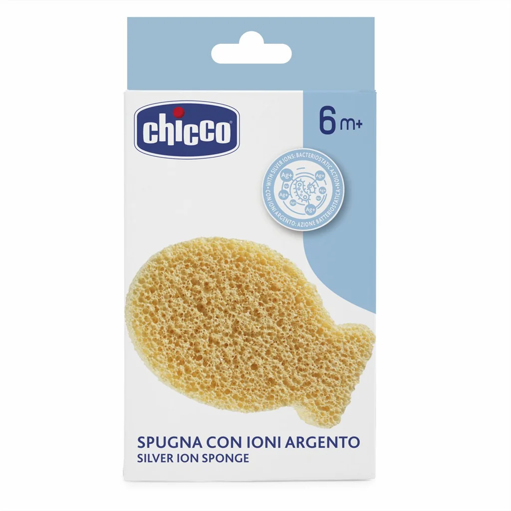 CHICCO Hubka na umývanie s iónmi zo striebra 6m+ 1×1 ks, hubka na umývanie