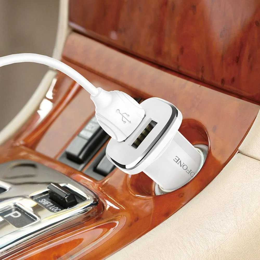 Autonabíjačka s káblom - 2x USB - Biela