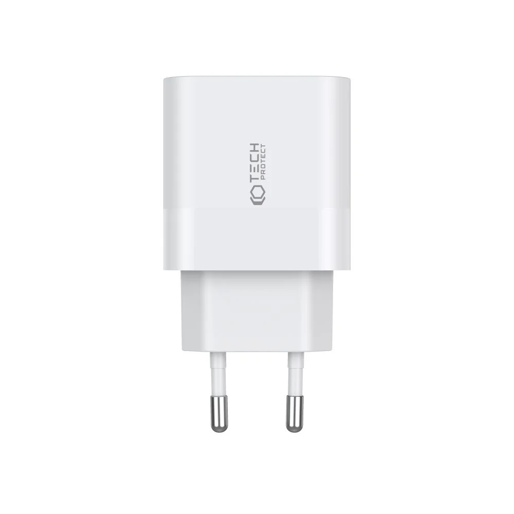 Tech-Protect C20W sieťová nabíjačka 2x USB-C 20W PD, biela