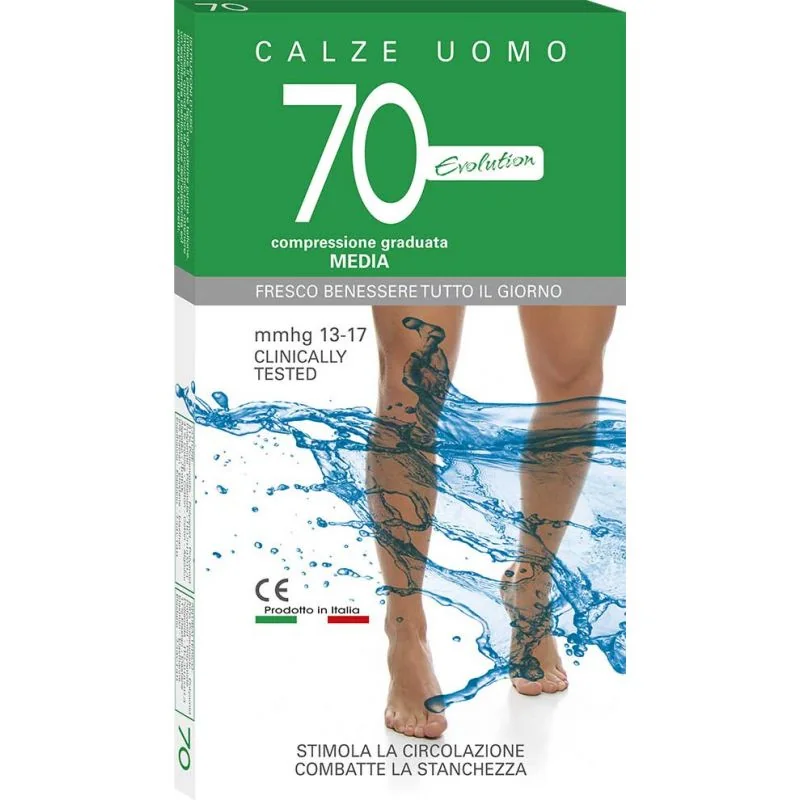 Pánske kompresné ponožky bavlnené -Manon Evolution Cotone 70 den Kompresný tlak: 13-17 mmHg, Veľkosť: 70d S/M, Farba: čierne
