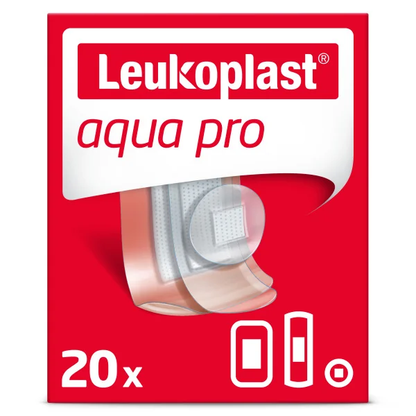 Leukoplast® aqua pro náplasť na rany, vodeodolná, 3 veľkosti, 1x20 ks