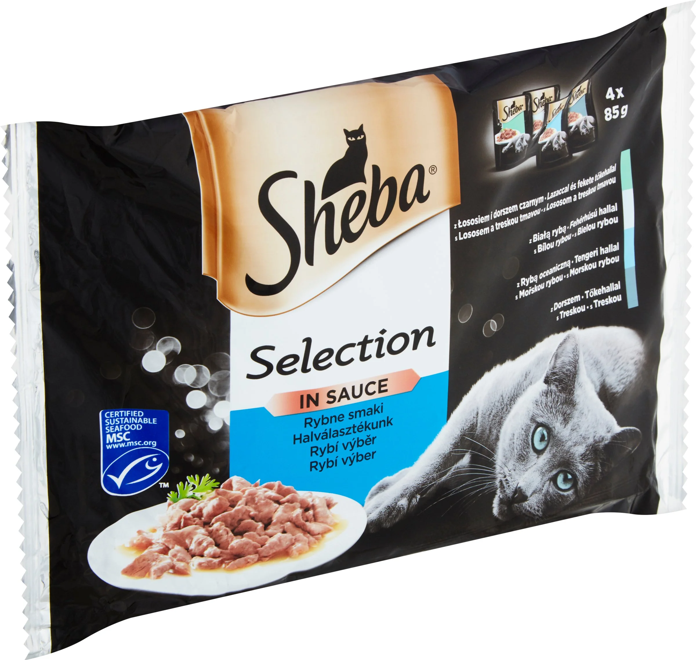 Sheba Kapsička Select Rybací Vyber St 4×85g 4×85g