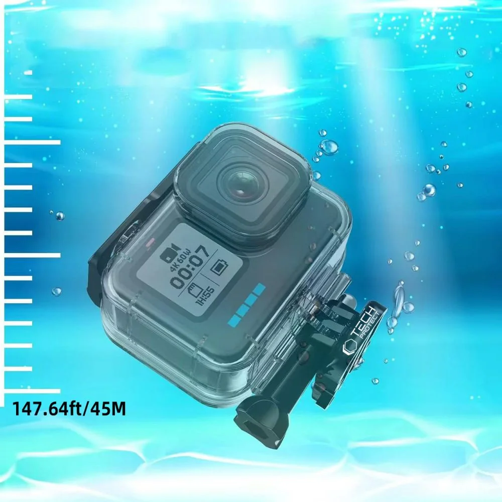 Tech-Protect GA200 vodotesné puzdro na GoPro Hero 9 / 10 / 11 / 12 / 13, priesvitné 3, priesvitné
