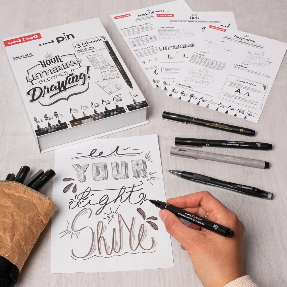 Sada linerov Lettering darčekový box a mikrotužka 8 ks, mix farieb