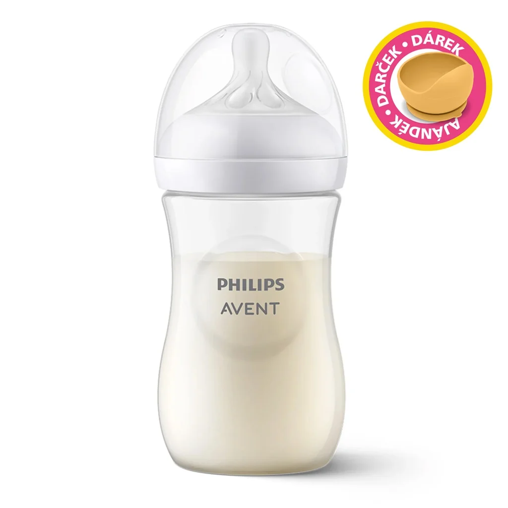 Philips AVENT Fľaša Natural Response 260 ml, 1m+darček PETITE&MARS Miska 6m+ 1 ks