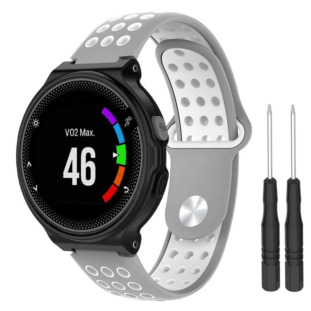 BStrap Silicone Sport remienok na Garmin Forerunner 235 gray/white