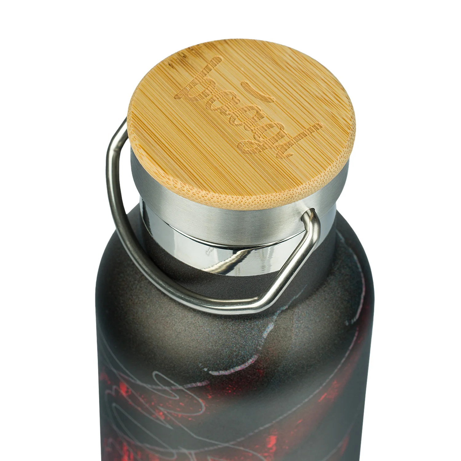 Baagl termofľaša Láva 500 ml s bambusovým viečkom Nerezová, čierna
