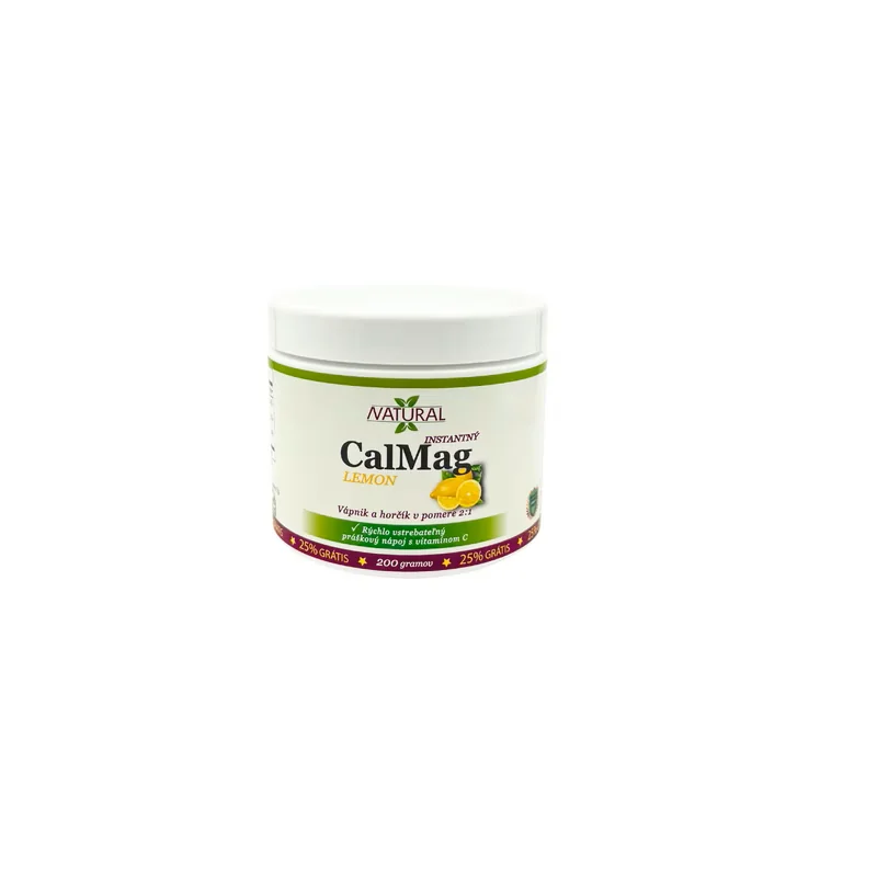CalMag Lemon | Vápnik, horčík a vitamín C pre kosti, svaly a imunitu | Citrónová príchuť | 200 g prášok