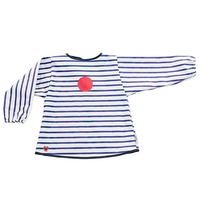 Baby to Love Nepremokavý podbradník s rukávmi na kŕmenie a tvorenie, modré pruhy, BTL302009