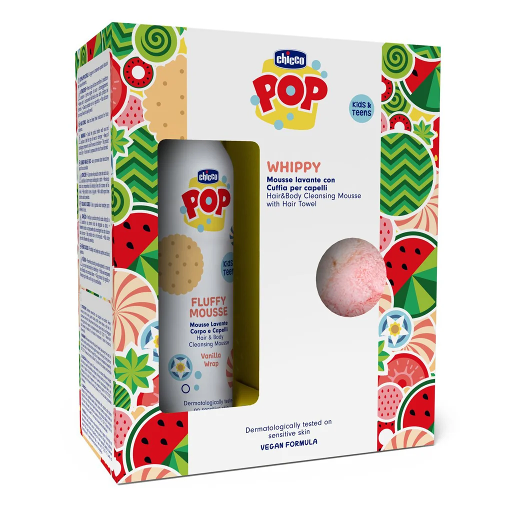 CHICCO Pena na vlasy a telo POP Vanilla Fluffy 200ml s uterákom na vlasy 200 ml