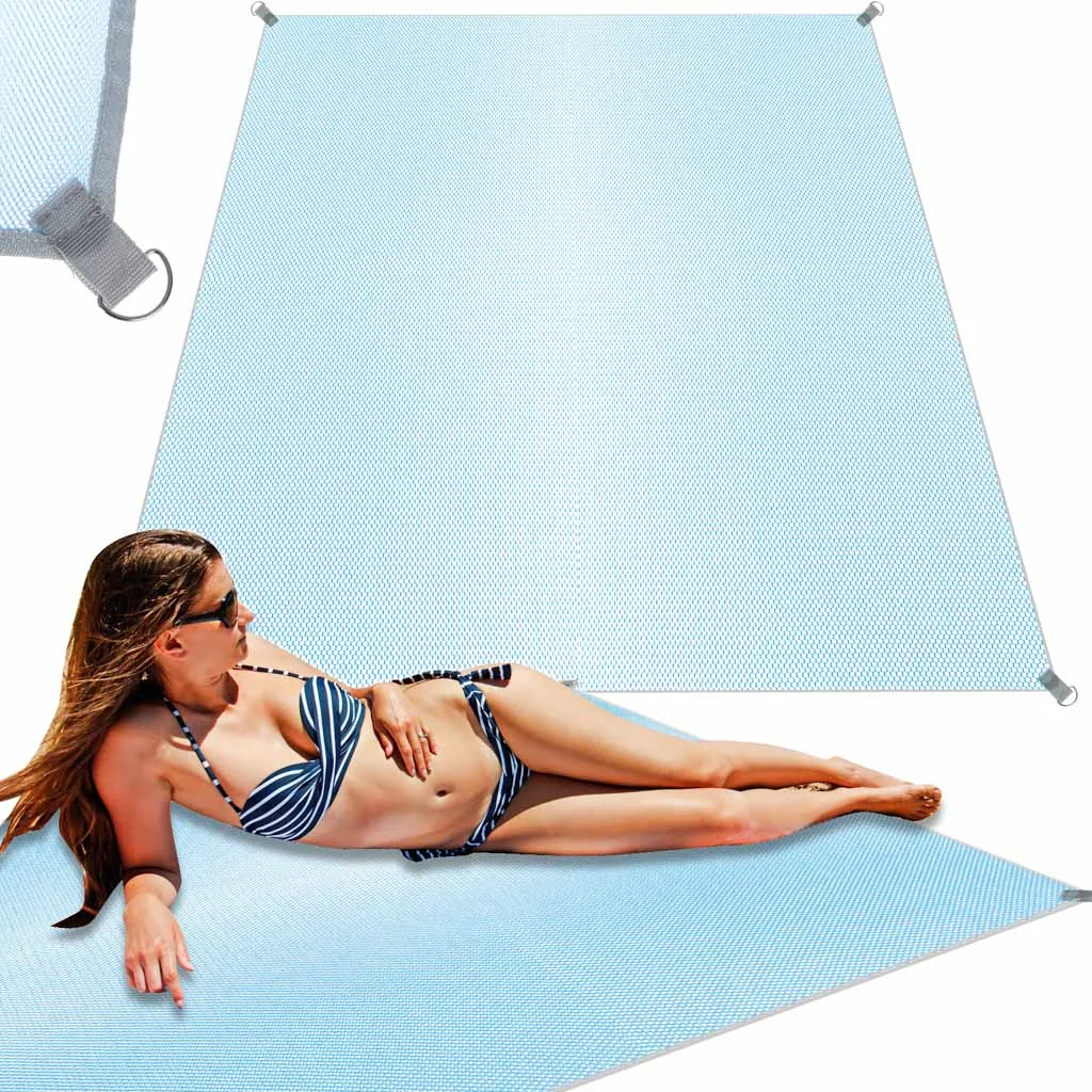 Plážová podložka sand‑free XXL 200×200 cm – modrá