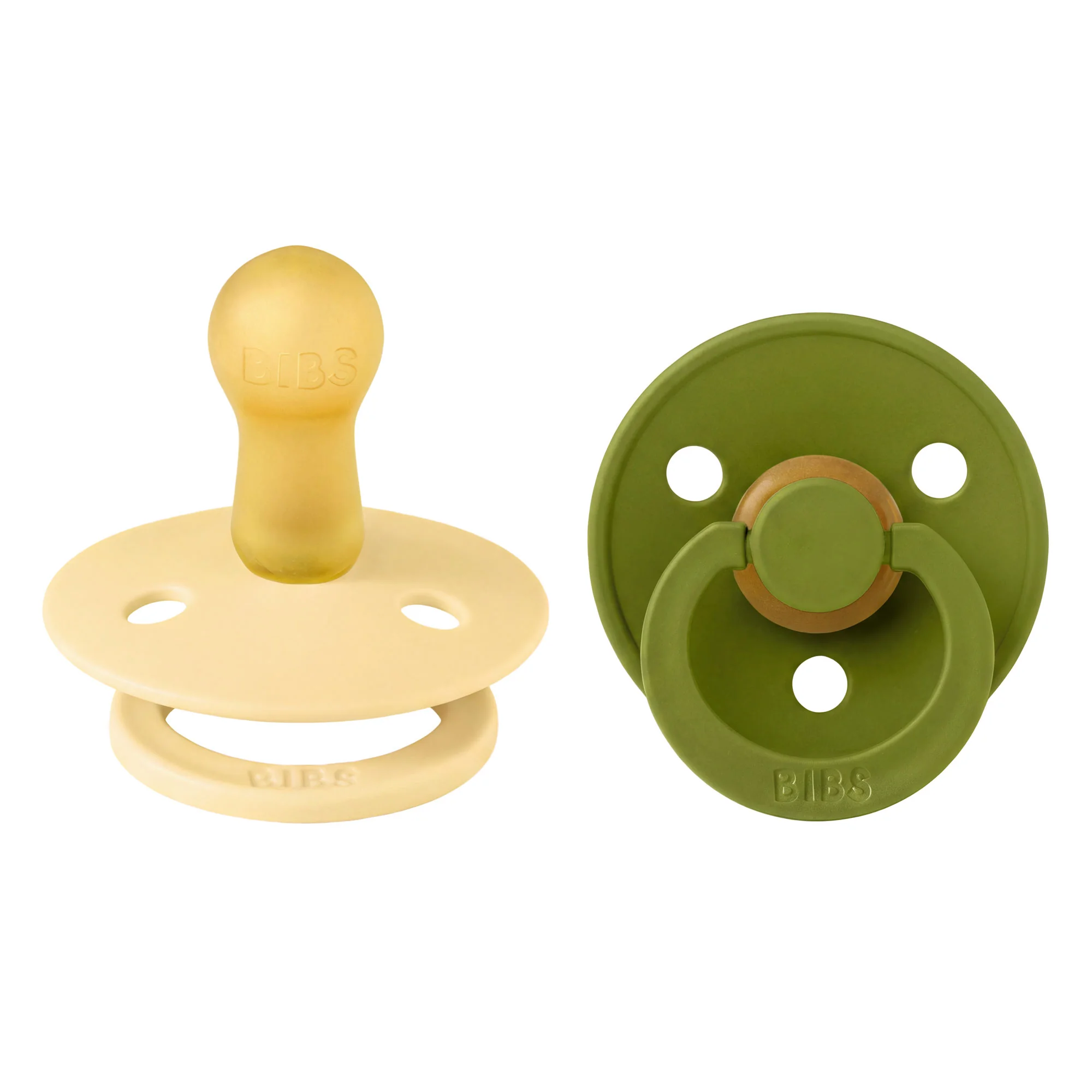 BIBS Colour cumlík z prírodného kaučuku 2ks – veľkosť 2 Pale Butter / Wasabi