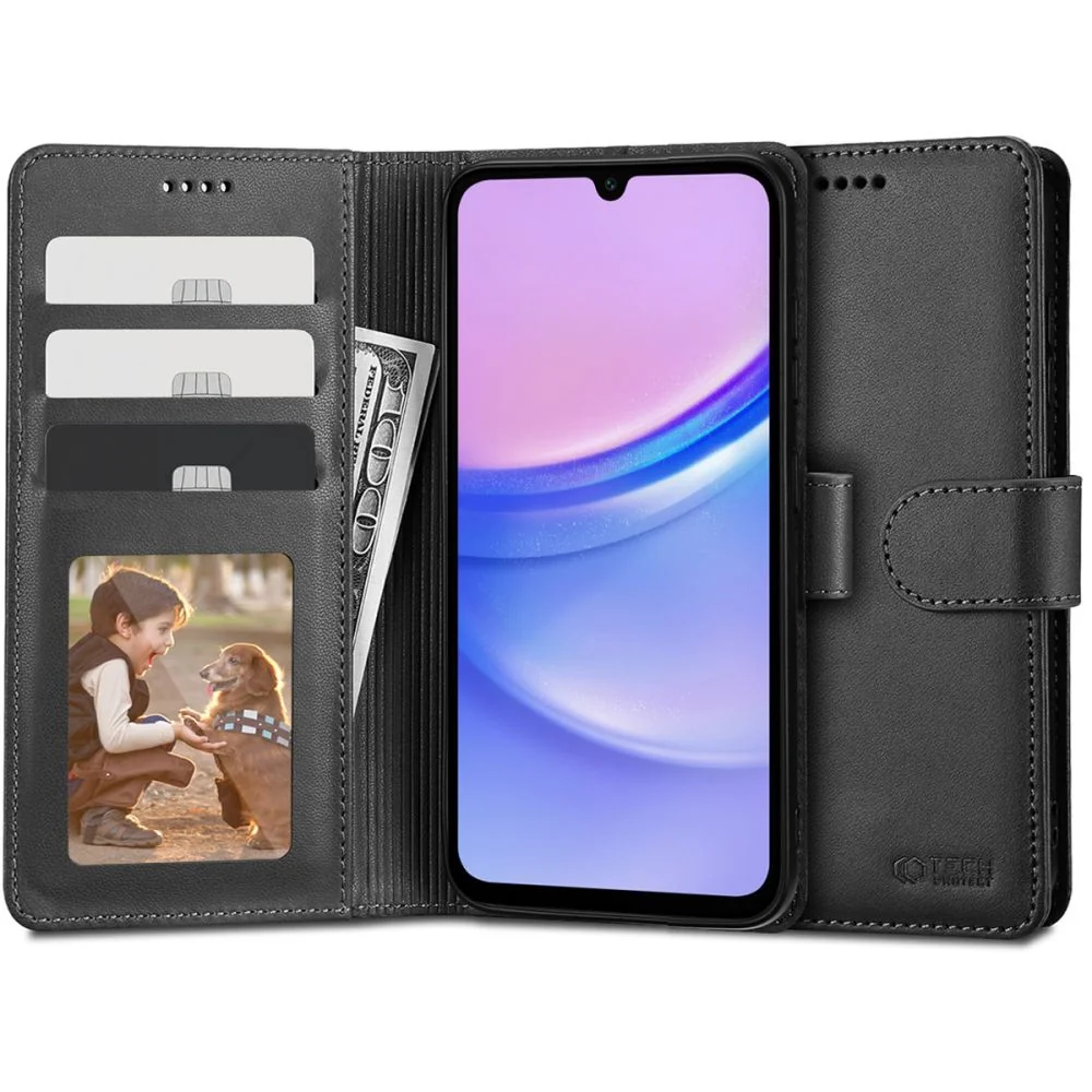 Tech-Protect Wallet knižkové puzdro na Samsung Galaxy A15 4G / 5G, čierne rne