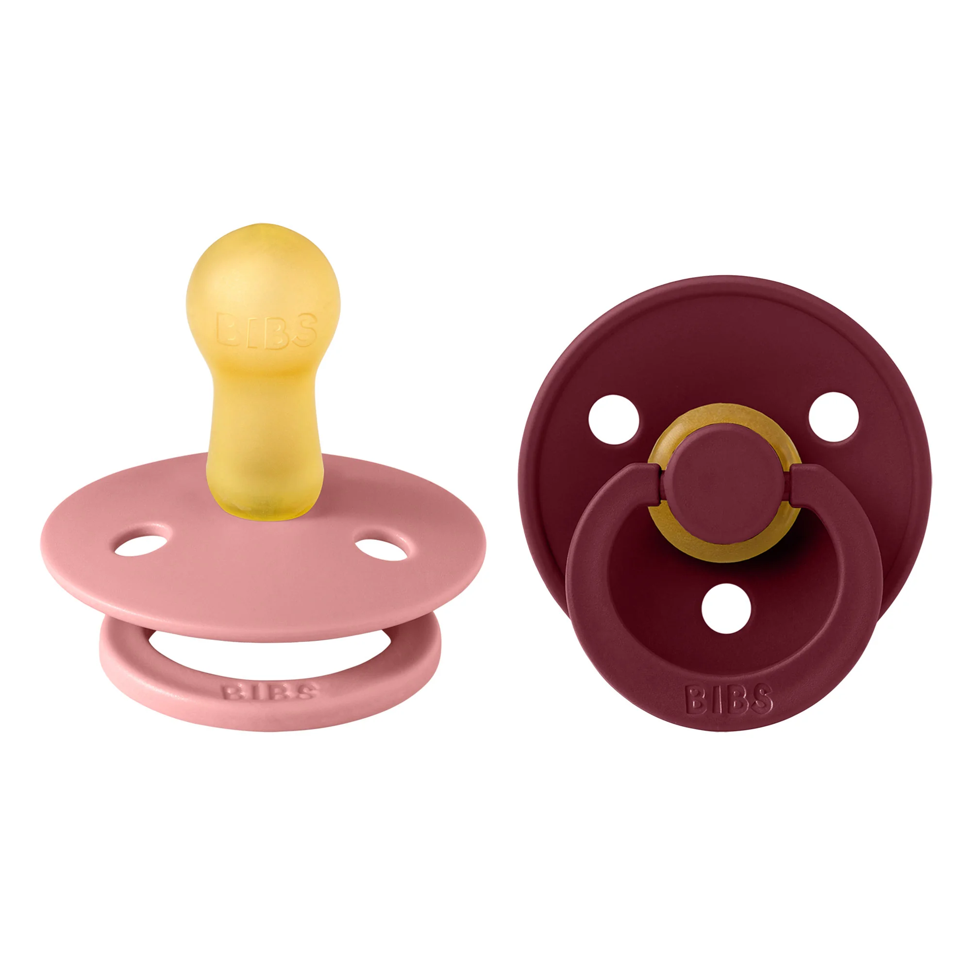 BIBS Colour cumlíky z prírodného kaučuku 2ks veľkosť 2 - Dusty Pink / Elderberry
