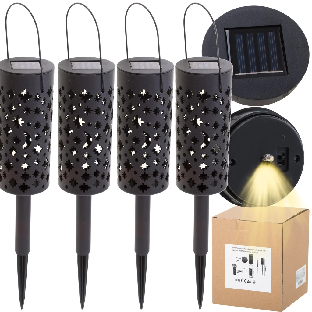 Solárne záhradné LED lampy, osvetlenie – zapichovacie, 4 ks (LED, súmrakový senzor)