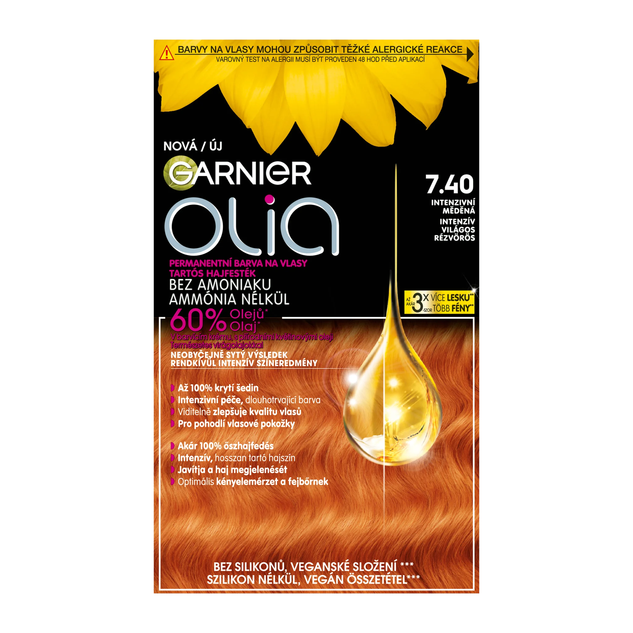 Garnier Olia permanentná farba na vlasy 7.40 Intenzívna medená 1×1 set, permanentná farba na vlasy