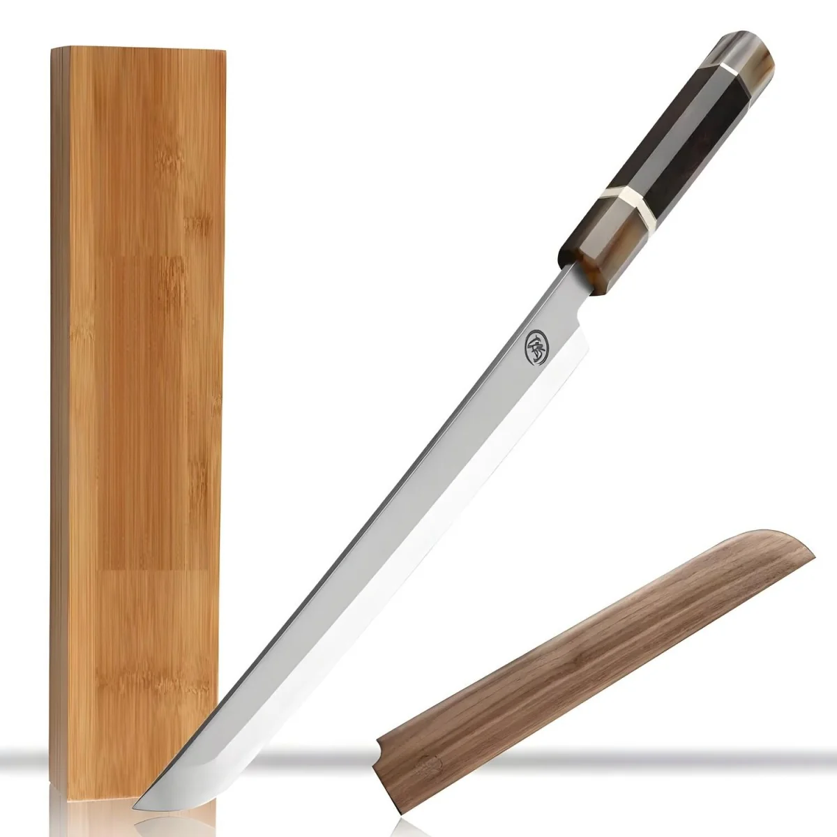 Kuchynský nôž na sushi s čepeľou 26,5 cm Čierna/Hnedá/Biela