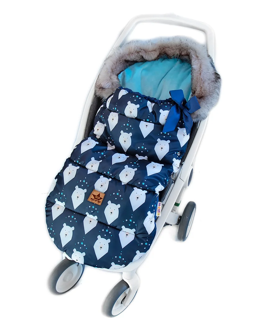 Detský fusak maxi PREMIUM Winter bear, granátový, 110x50cm + rukávník zadarmo